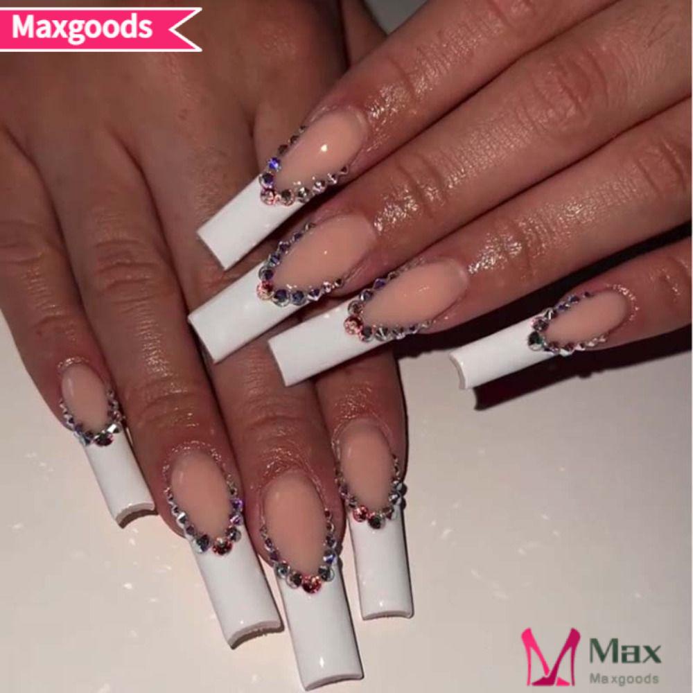 MAXG Bộ Móng Tay Giả Đầu Vuông Có Thể Tháo Rời Thời Trang Cho Nữ