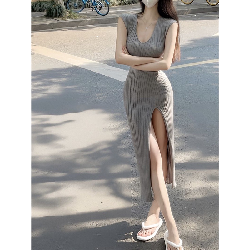 Đầm Dài Ôm Dáng Xẻ Tà Phong Cách Hoàng Gia Thời Trang Mùa Hè Quyến Rũ Cho Nữ