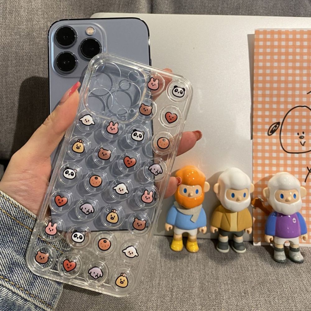 Ốp Điện Thoại Dẻo Trong Suốt Họa Tiết Hoạt Hình Bong Bóng 3D Chống Sốc Cho IPhone 14 11 12 13 Pro Max X XR XS 7 8 Plus