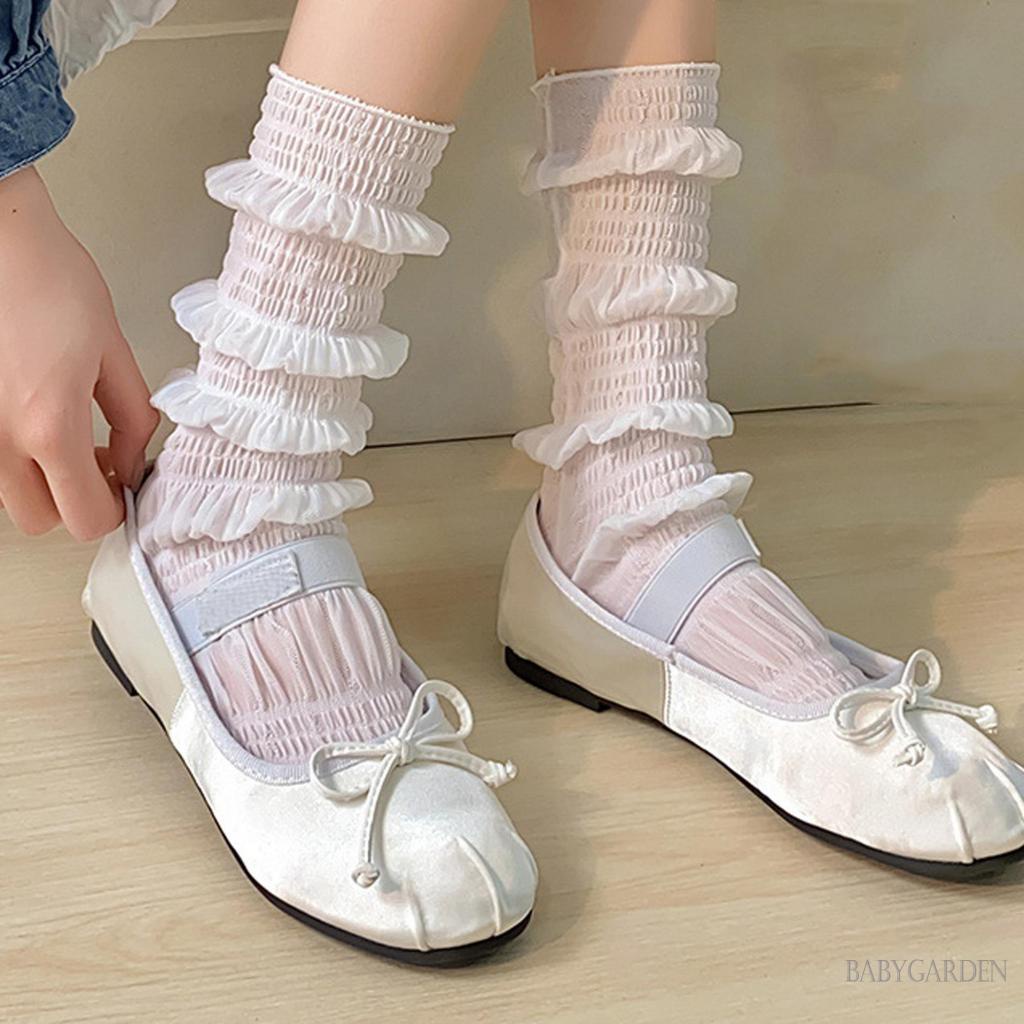 / / Vớ Dài Mềm Mại Nhẹ Nhàng Xếp Ly Ngọt Ngào Cho Bé Gái Mặc Hàng Ngày