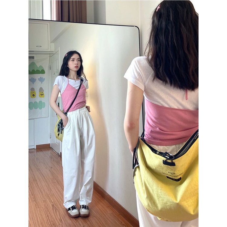 COZOK Bộ Áo Thun Ngắn Tay + Áo Hai Dây Thời Trang Hàn Quốc Gợi Cảm