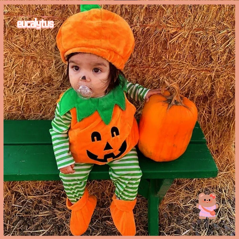 EUTUS Bộ Áo Liền Quần Bằng Cotton Mềm Mại Không Tay In Họa Tiết Bí Ngô Halloween Cho Bé Trai