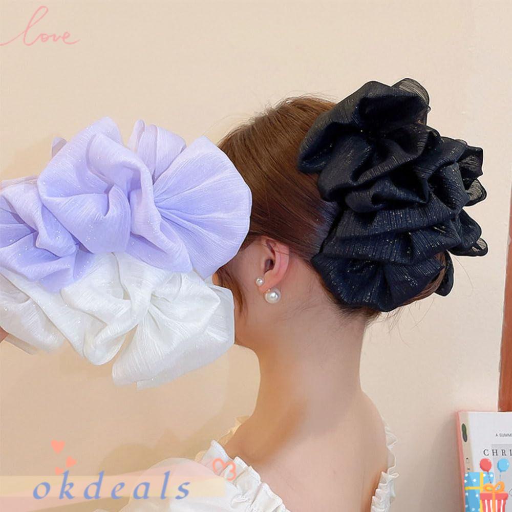 OKDEALS Kẹp Tóc Càng Cua Đính Nơ Vải Chiffon Lụa Hình Hoa / Cá Mập Làm Quà Tặng Cho Bạn Gái