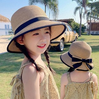 Mũ cói chống nắng đính nơ thời trang mùa thu 2023 cho bé gái