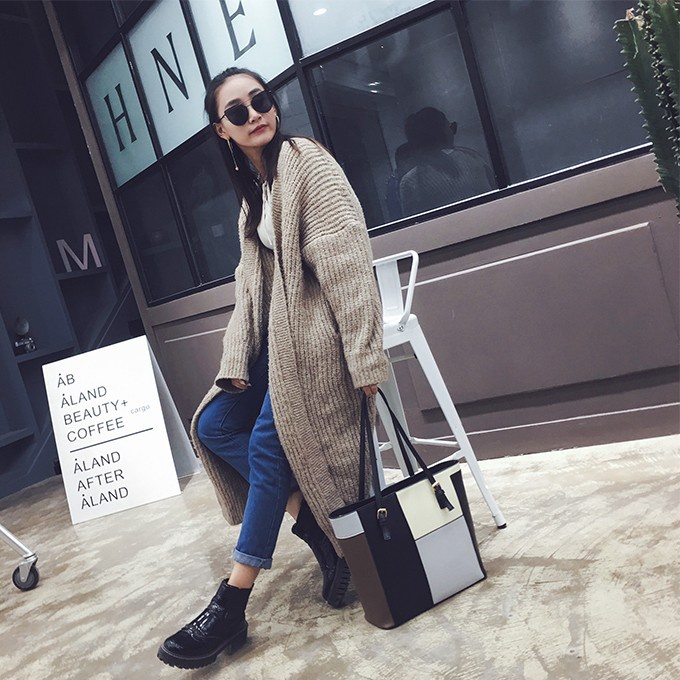 Túi Xách Cỡ Lớn Màu Tương Phản Thời Trang Cho Nữ