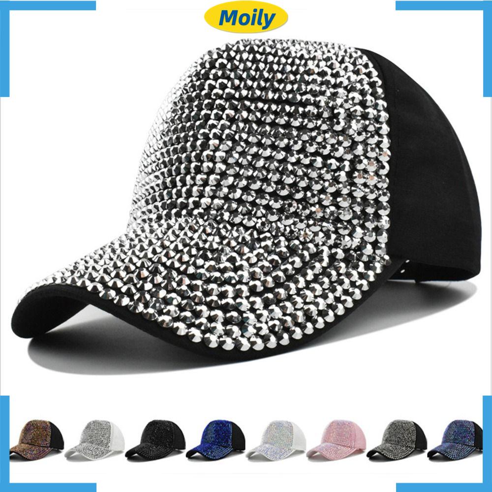 MOILYVN Mũ Lưỡi Trai Đính Đá Phong Cách Vintage