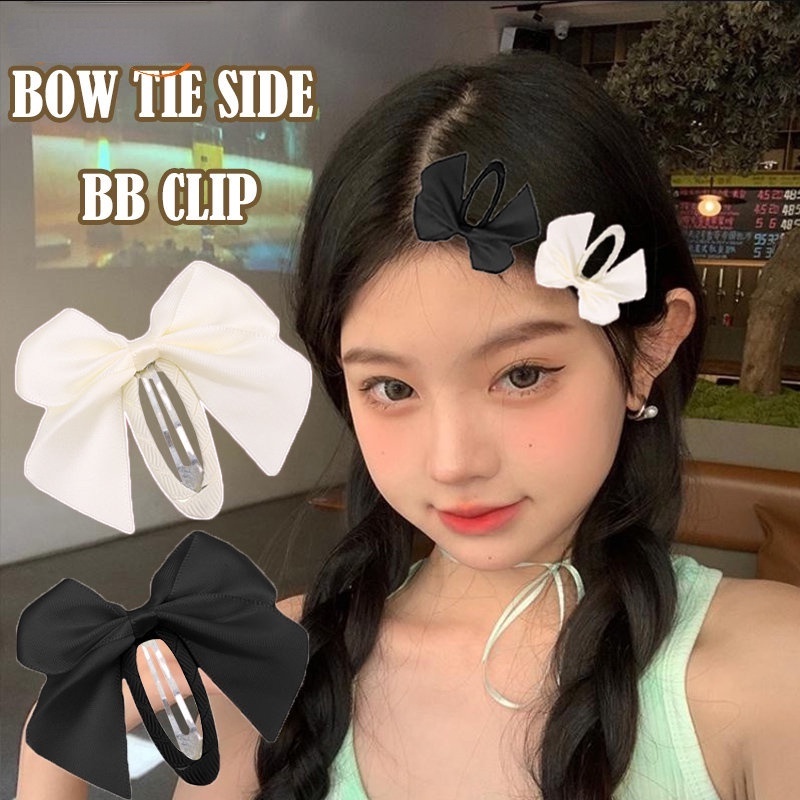 Kẹp Tóc Hình Nơ Màu Trắng Đen Ngọt Ngào Cho Nữ