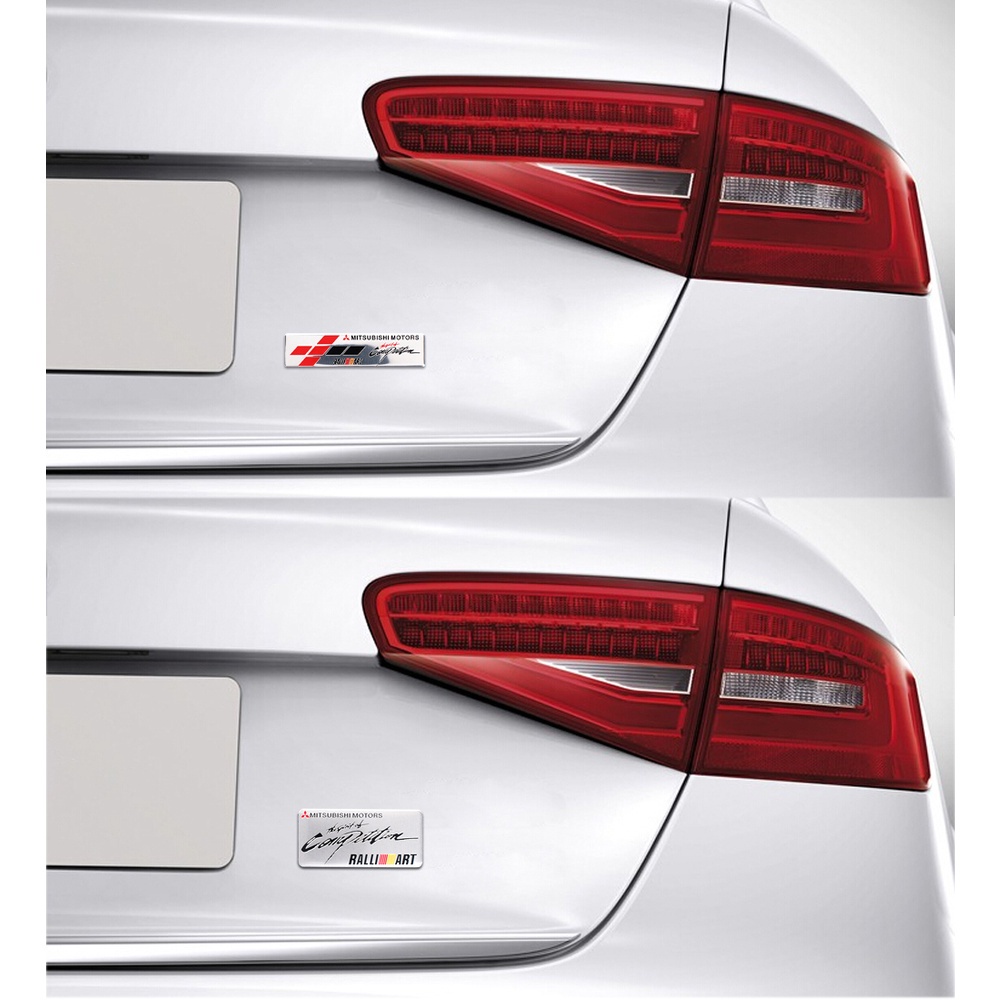 Miếng Dán Kim Loại Trang Trí Thân Xe Hơi Mitsubishi Ralliart Mirage G4 Triton Xpander Pajero Lancer ASX Outlander Attrage