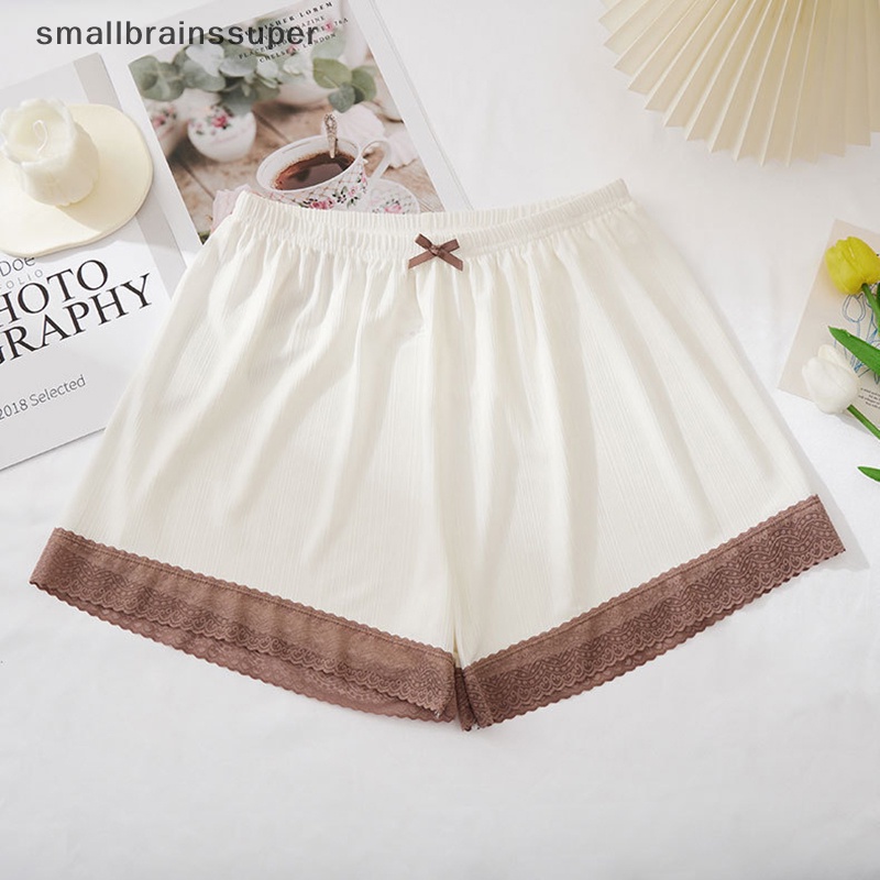 Smallbrainssuper Quần Short An Toàn Mặc Dưới Váy Bằng Lụa Lạnh Phối Ren Màu Tương Phản Chống Lộ Hàng Mới Dành Cho Bạn Nữ SBS