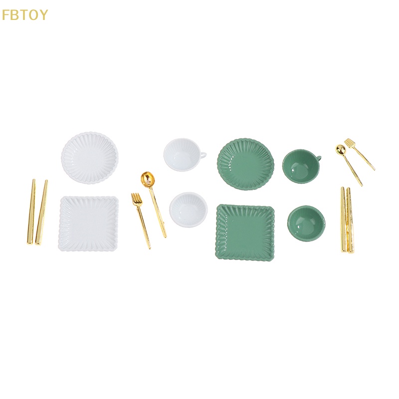 1 Bộ Chén Dĩa Muỗng Cà Phê 1: 12 Trang Trí Nhà Búp Bê