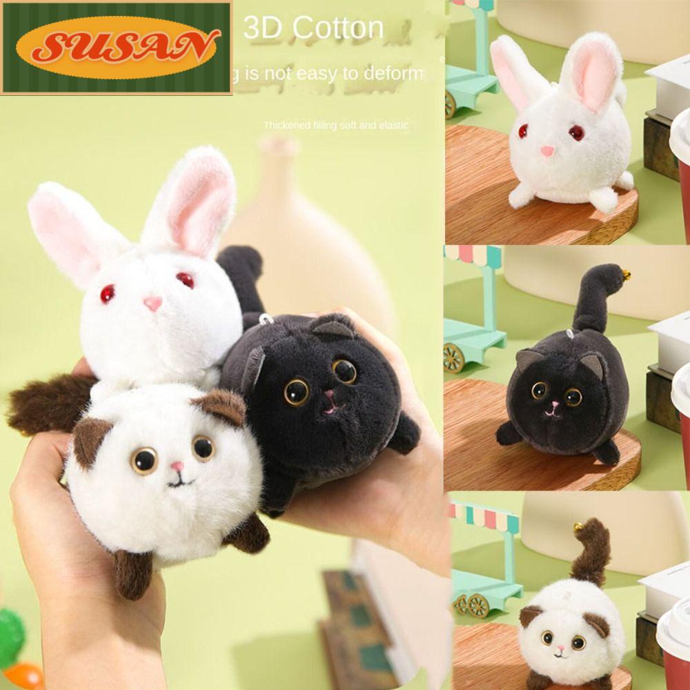 SUSANS Móc Khóa Hình Mèo Nhồi Bông Màu Xanh Dương Dễ Thương