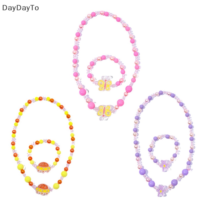 1 Set Dây Chuyền / Vòng Tay Trong Suốt Màu Kẹo Ngọt Họa Tiết Hoạt Hình Dễ Thương Cho Nữ