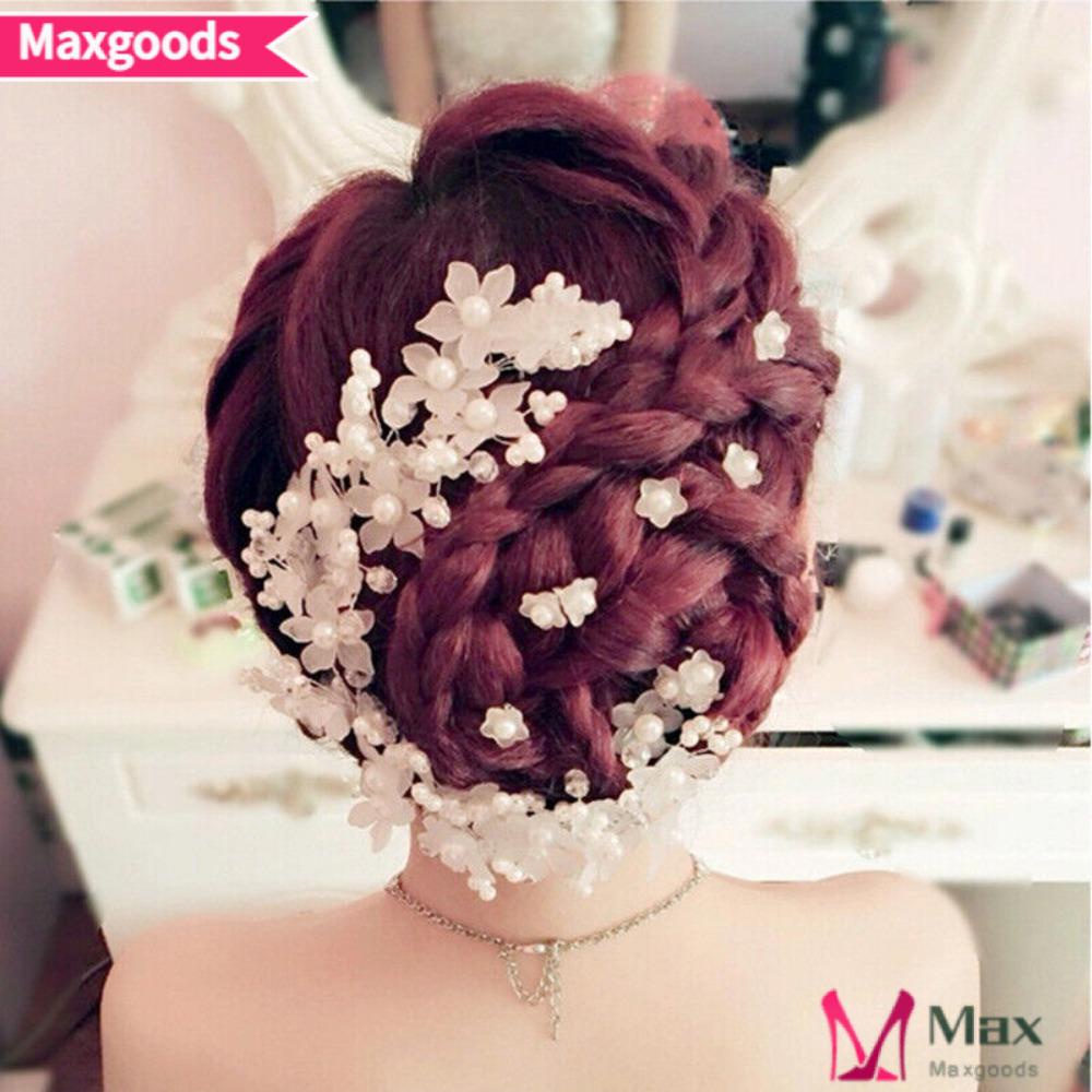 MAXG Kẹp Tóc Màu Trắng Thanh Lịch Dành Cho Cô Dâu