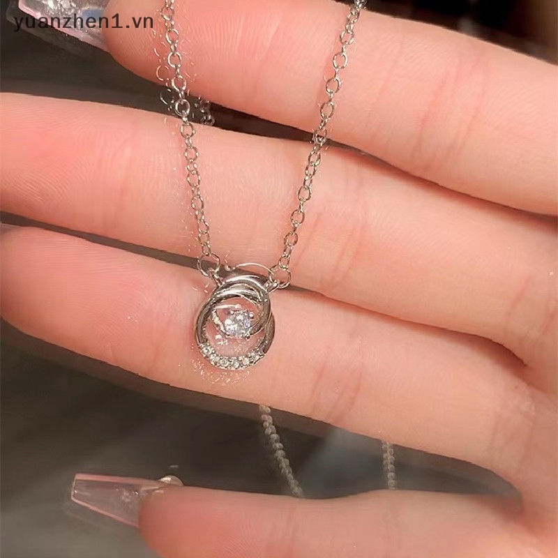 Vòng cổ Bạc Mặt Tròn Đính Đá Zircon Đơn Giản Thời Trang Cho Nữ