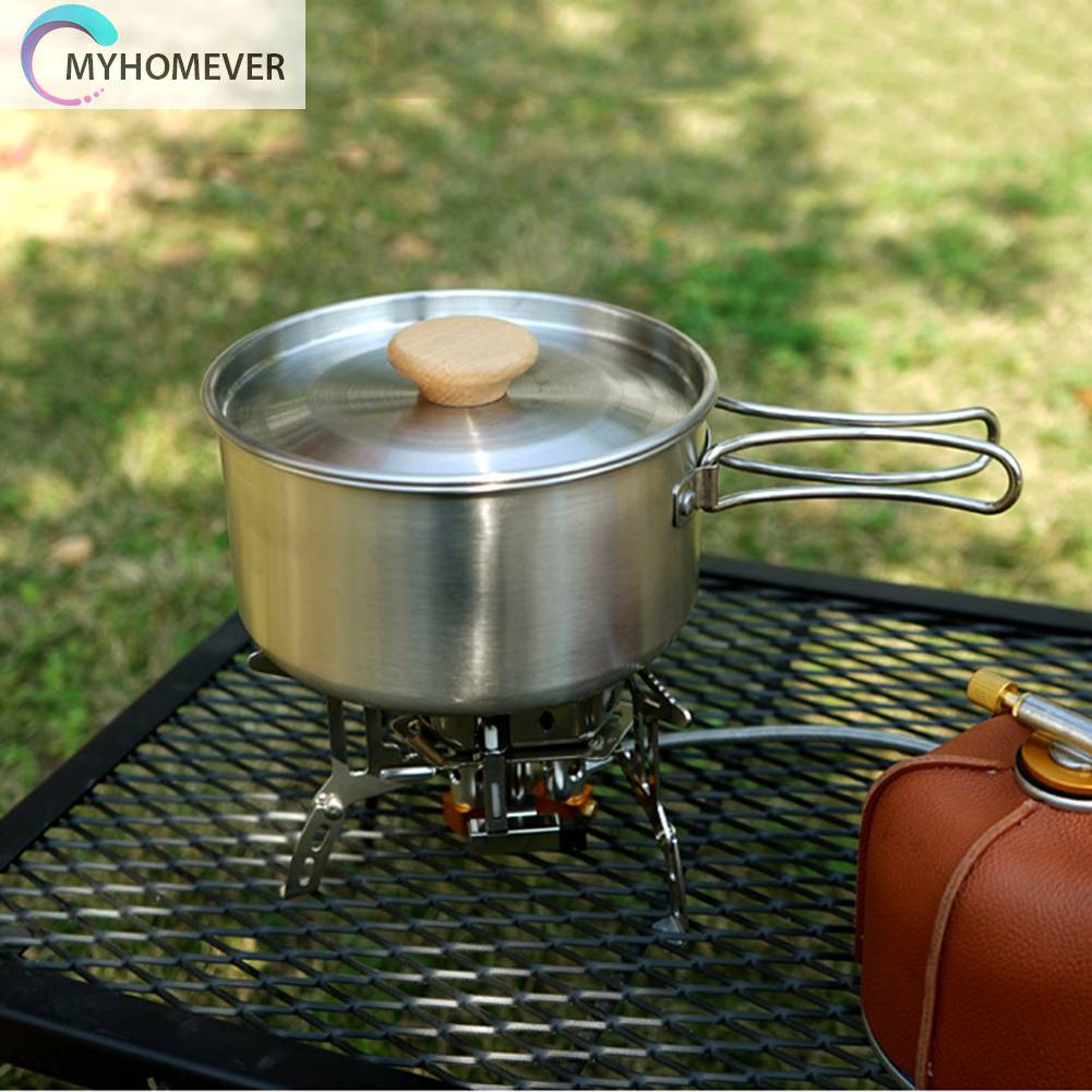 Bộ Dụng Cụ Nấu Ăn Bằng Thép Không Gỉ Tiện Lợi Khi Đi Du Lịch