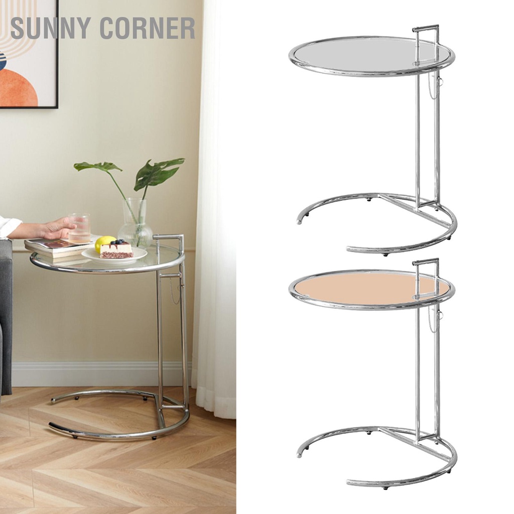 Sunny corner Có hàng sẵn Hình Kính Trong Suốt Nâng Bàn Inox Hộ Gia Đình Đơn Giản Sofa Mặt Cuối