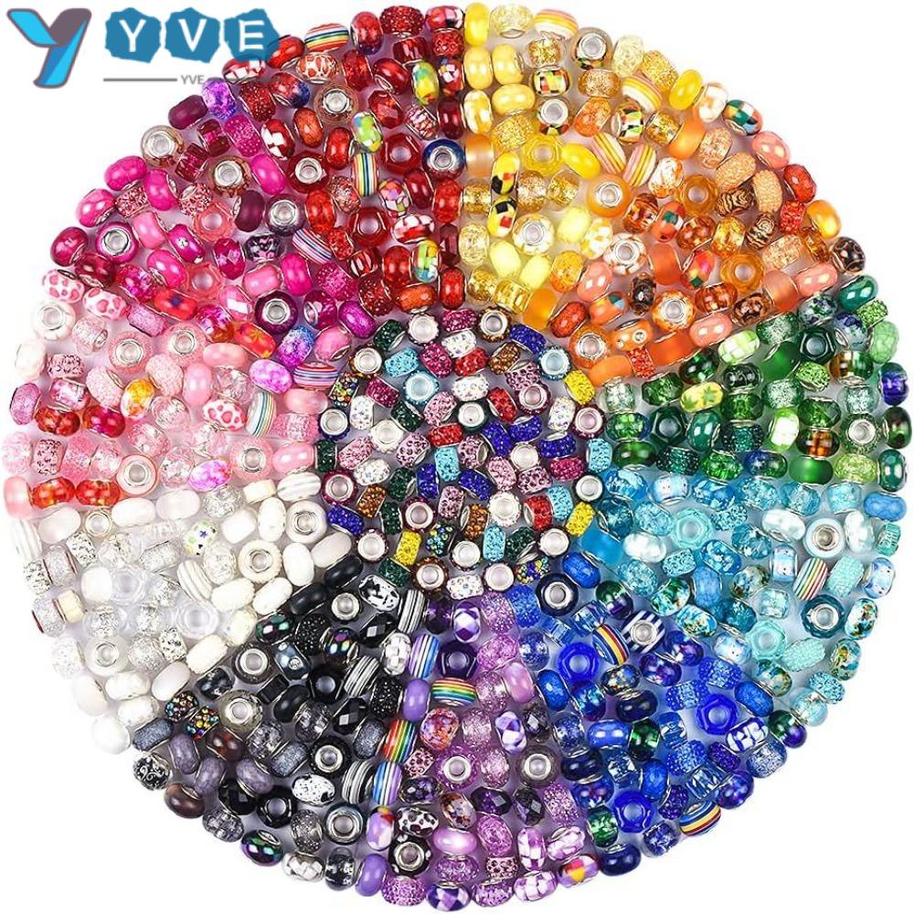 YVE Bộ 200 Hạt Xỏ Lỗ Lớn Nhiều Màu Dùng Để Làm Trang Sức DIY