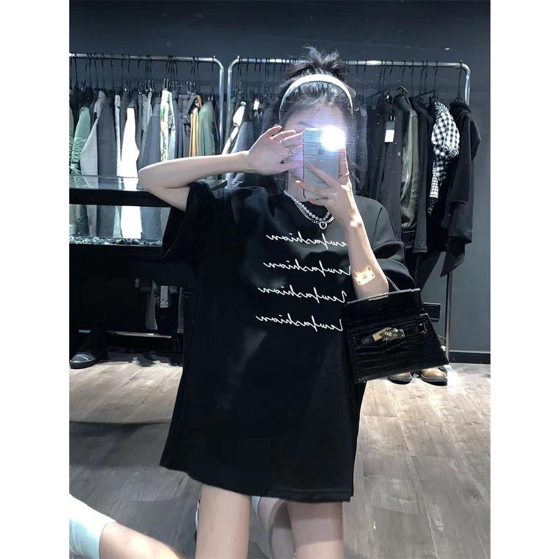 Áo Thun 100% Cotton Dáng Rộng Tay Ngắn In Họa Tiết Hoạt Hình Và Chữ Hoạt Hình Phong Cách Hàn Quốc Dành Cho Nam Nữ