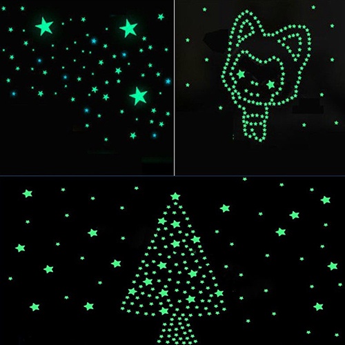 Set 100 Miếng Dán Tường Hình Ngôi Sao Dạ Quang Trang Trí Phòng Bé DIY