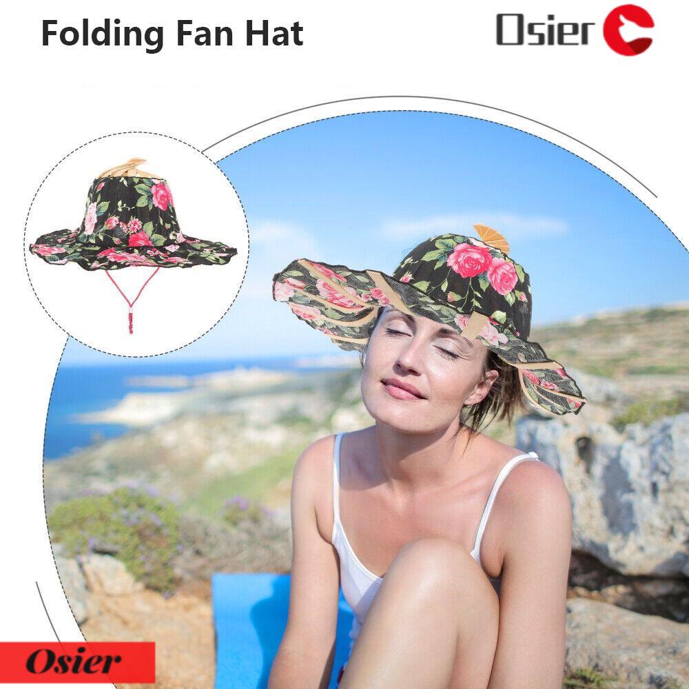 OSIER1 Quạt Gấp Cầm Tay Chống Nắng Di Động Vành Rộng Cho Nữ