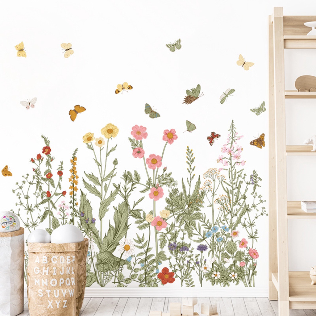 1 Bộ Đề Can Dán Tường / Cửa Sổ Xe Hơi Bằng PVC Chống Nước Họa Tiết Hoa