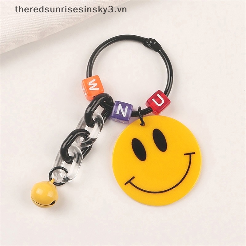 Móc Khóa Gắn Chuông Hình Mặt Cười Dễ Thương Dùng Trang Trí Ba Lô / Túi Xách