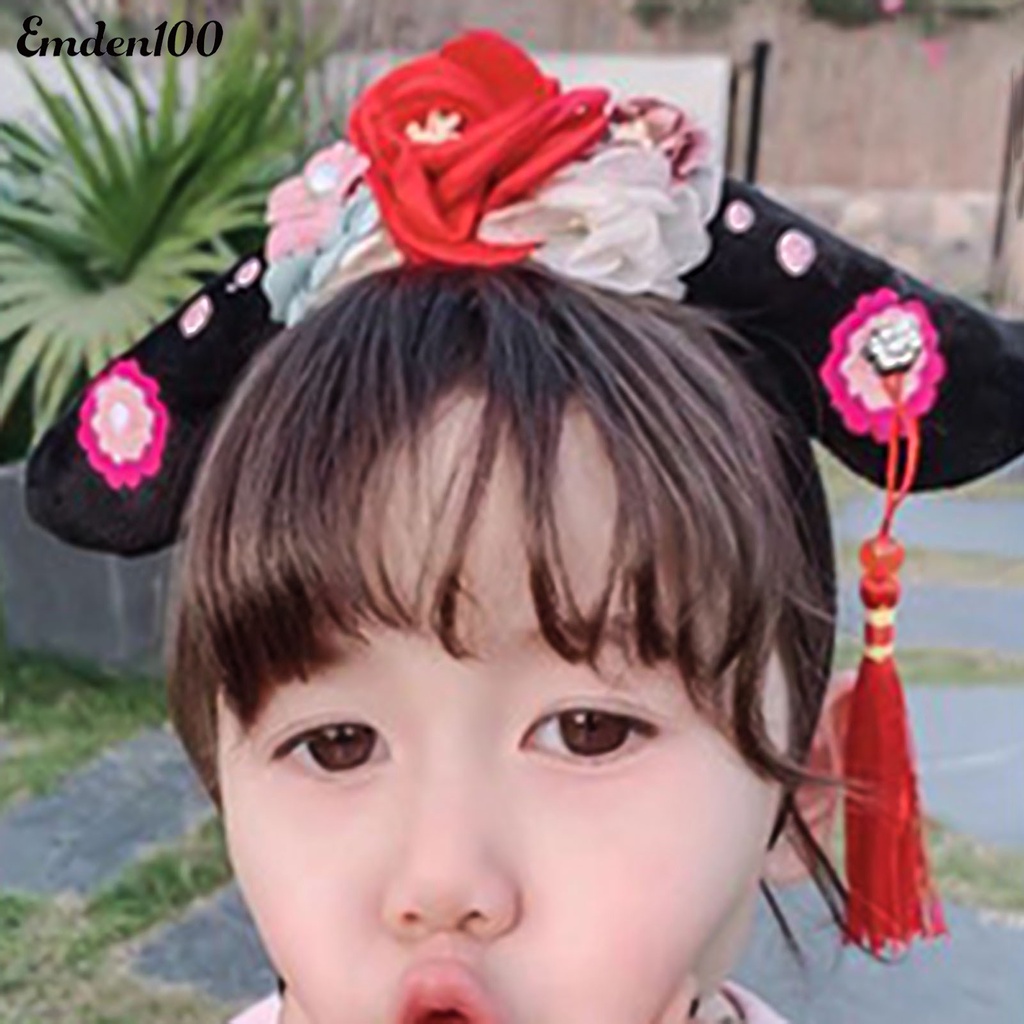 Băng Đô Cài Tóc Đính Hoa Tua Rua Hóa Trang Công Chúa Trung Hoa Cổ Điển