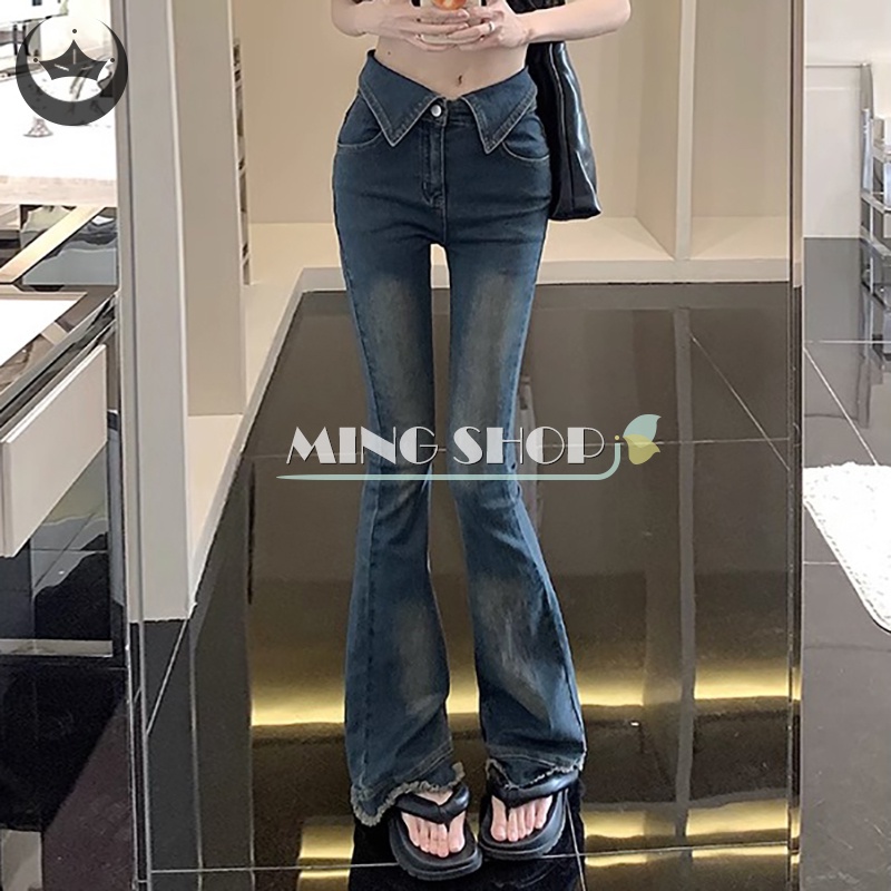 Quần Jean Ống Loe Ôm Dáng Phong Cách Retro Thời Trang Mùa Hè 2023 Mới Cho Nữ