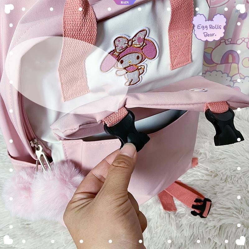 Ba Lô Nylon Sức Chứa Lớn Thêu Họa Tiết Hoạt Hình Sanrio Cinnamoroll My Melody Kuromi Dễ Thương Phong Cách Nhật Bản Cho Nữ [RAIN]