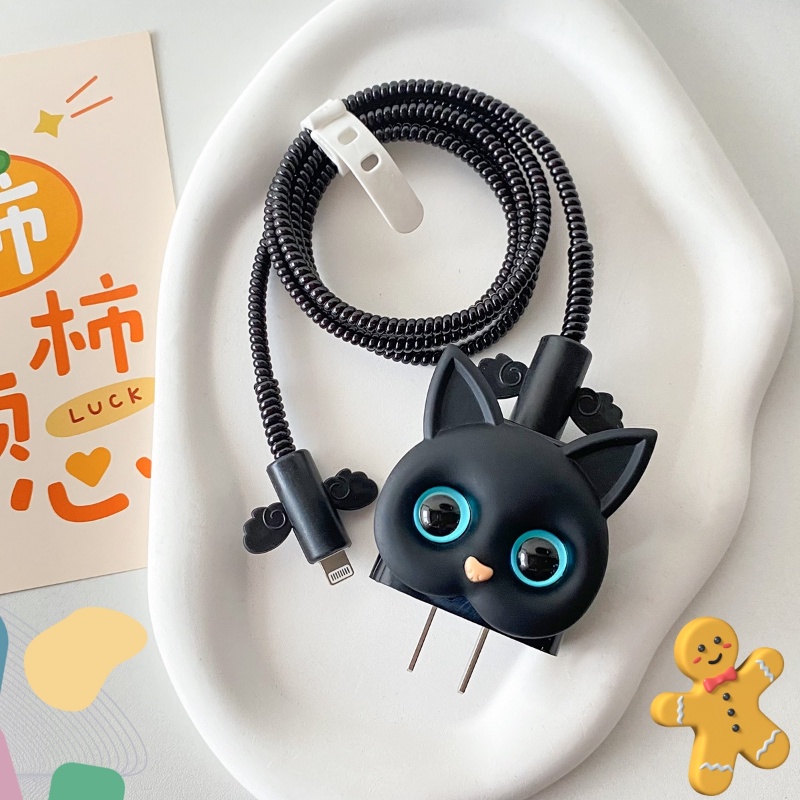 Bộ Dụng Cụ Quấn Bảo Vệ Dây Cáp Sạc Điện Thoại iPhone 18W / 20W Hình Mèo Hoạt Hình Dễ Thương