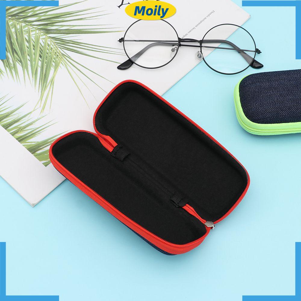 MOILYVN Hộp Đựng Bảo Vệ Mắt Kính Bằng Vải Denim Cứng Mang Đi Tiện Dụng
