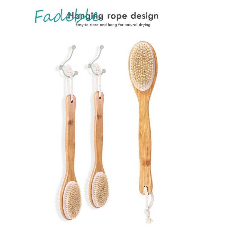 Bàn Chải Mát Xa Tẩy Tế Bào Chết Lưng Hai Mặt Bằng Gỗ Kèm Dây Thừng Cho SPA