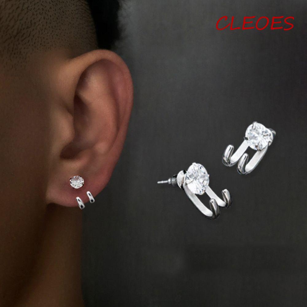CLEOES Khuyên Tai Móc Hình Móng Vuốt Mạ Bạc Phong Cách Punk Đường Phố Cá Tính Dành Cho Nam Nữ