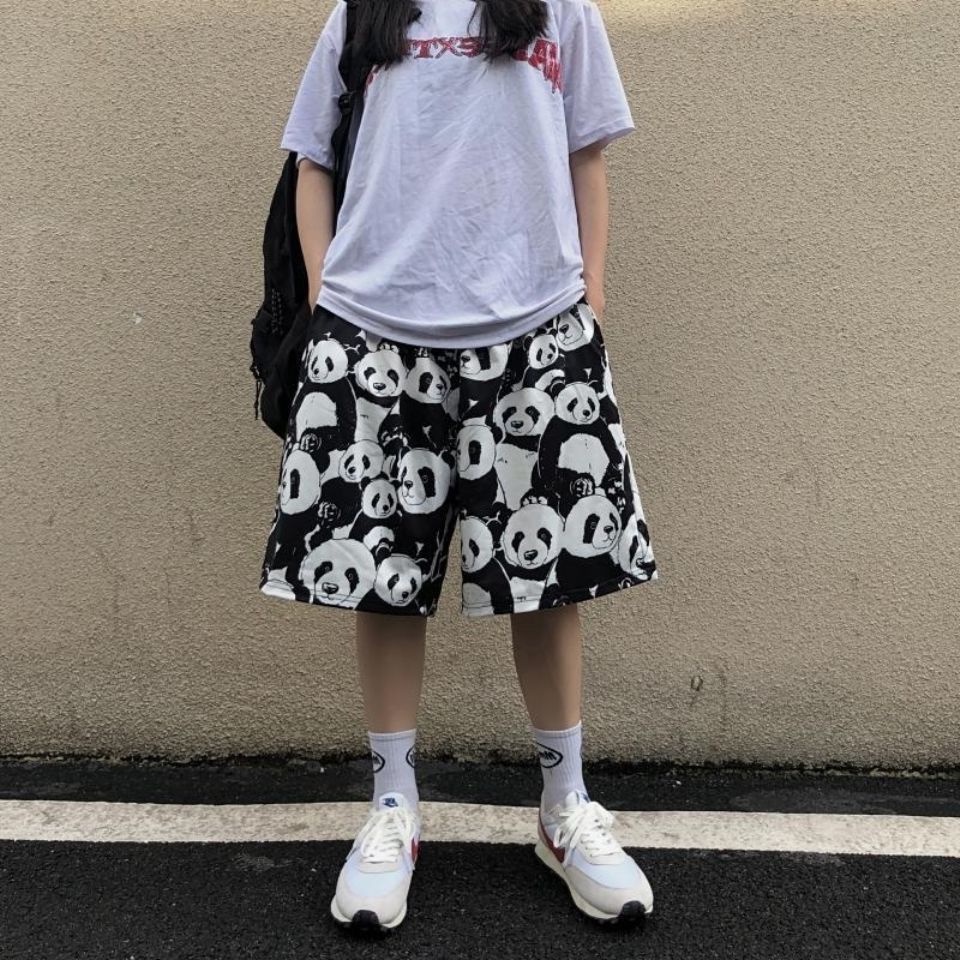 Quần Short Thể Thao Đi Biển Dáng Rộng Cỡ Lớn 150kg In Hình Gấu Trúc Thời Trang Mùa Hè Cho Nam Và Nữ