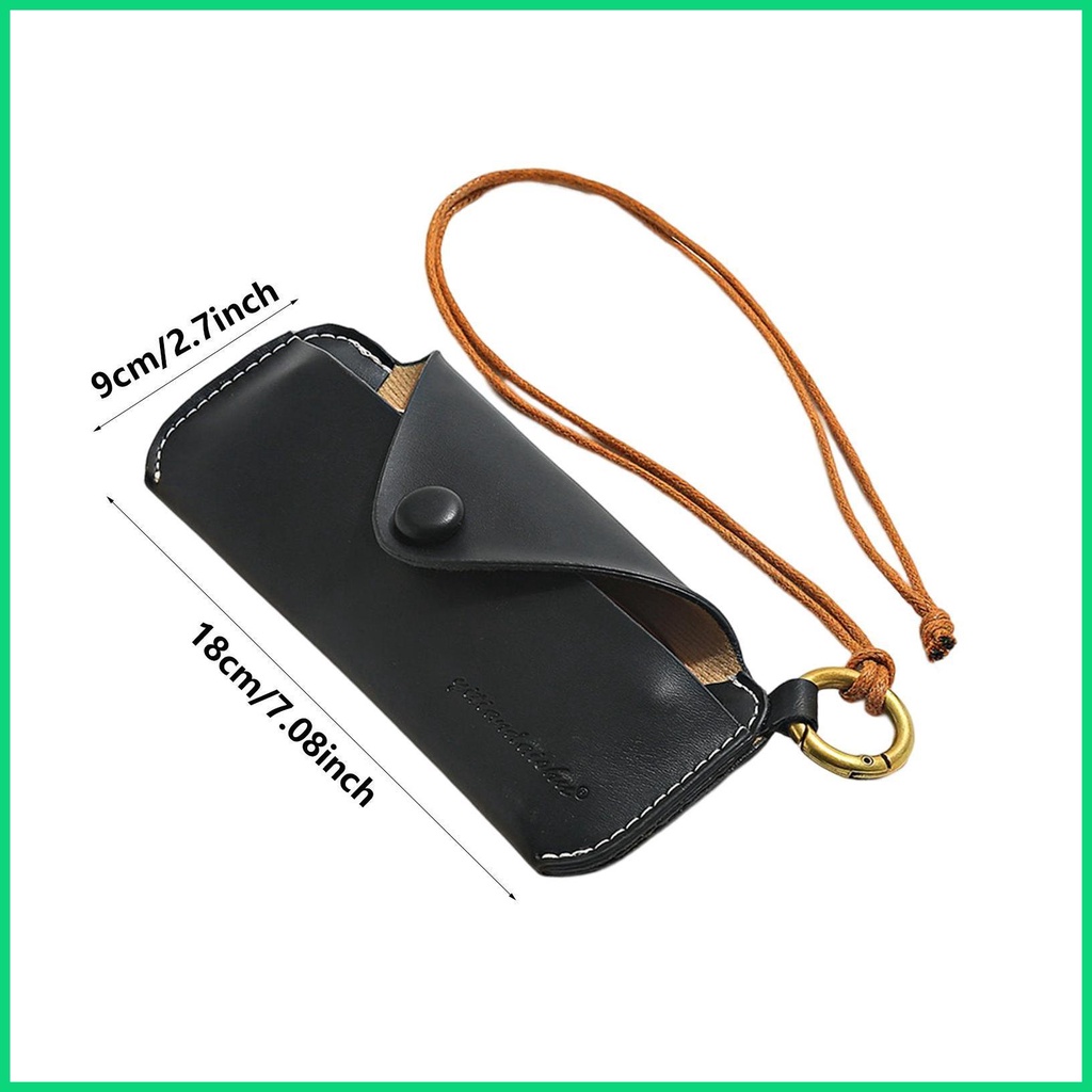 Túi Đựng Mắt Kính Bằng Da PU Mềm Kèm Dây Đeo Cổ Tay Tiện Dụng