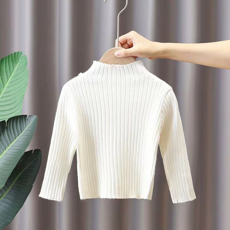Áo Sweater Cổ Cao Màu Sắc Đơn Giản Thời Trang Xuân Thu Cho Bé