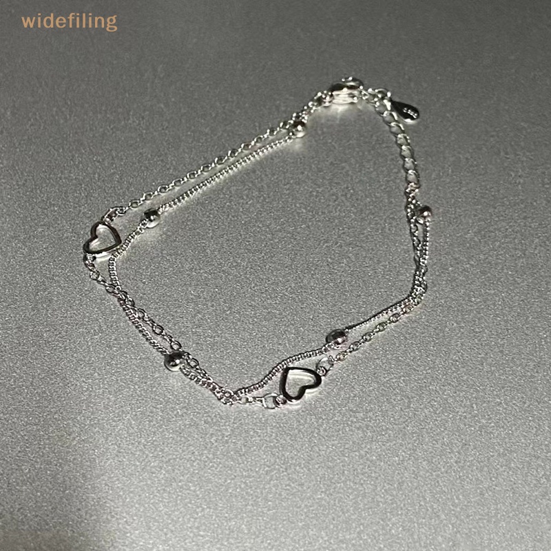 Vòng Tay Hai Lớp Mặt Hình Trái Tim Bằng Bạc Thanh Lịch Cho Nữ