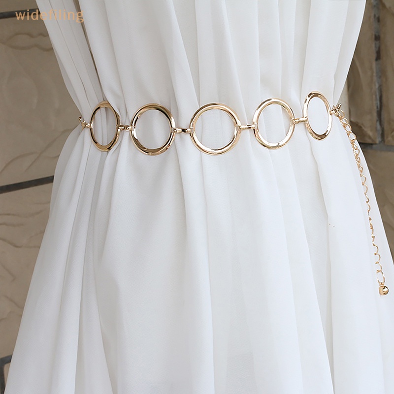 Thắt Lưng Bản Rộng Phối Xích Kim Loại Thời Trang Cho Nữ