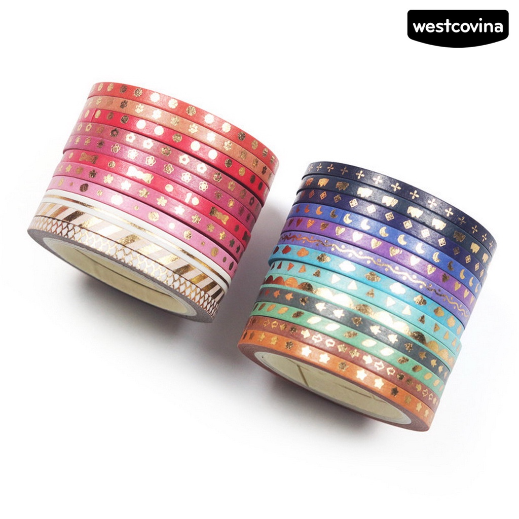 [WSTN]✎Set 24 Cuộn Băng Dính Washi Hình Ngôi Sao / Trái Tim / Mặt Trăng
