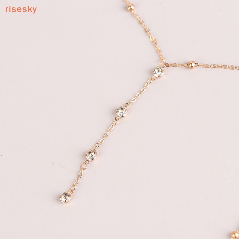 [risesky] Phụ Kiện Bikini Dây Xích Phối Tua Rua Đính Đá Zircon Quyến Rũ Cho Nữ Đi Biển / Đám Cưới