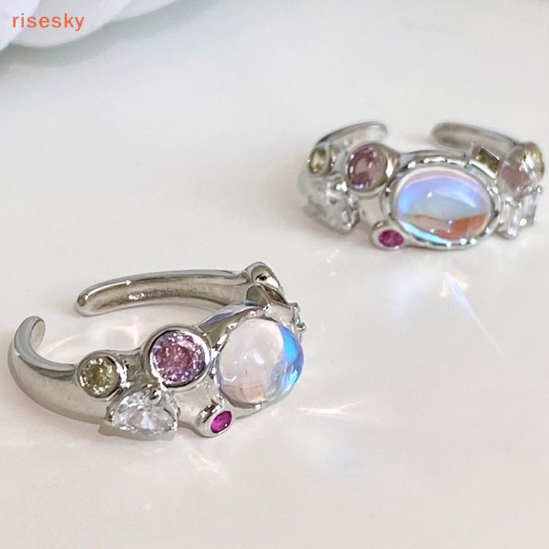 Nhẫn Hở Đính Đá Zircon Hồng Kim Cương Nhân Tạo Thời Trang Cổ Điển Có Thể Điều Chỉnh Làm Quà Tặng Sinh Nhật