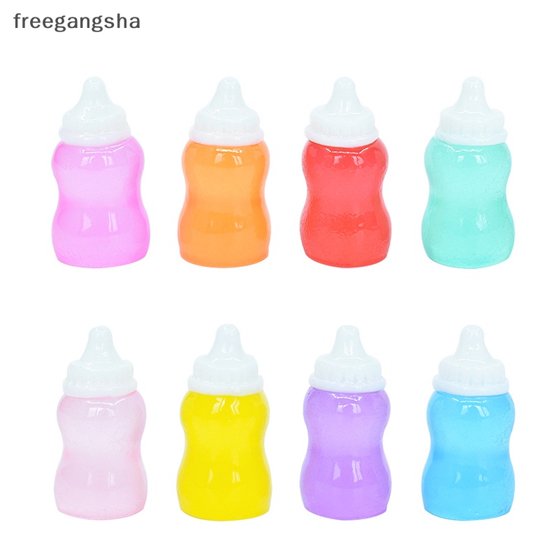[FREG] Set 10 Bình Sữa Em Bé mini Màu Dạ Quang Dễ Thương Trang Trí Nhà Búp Bê FDH
