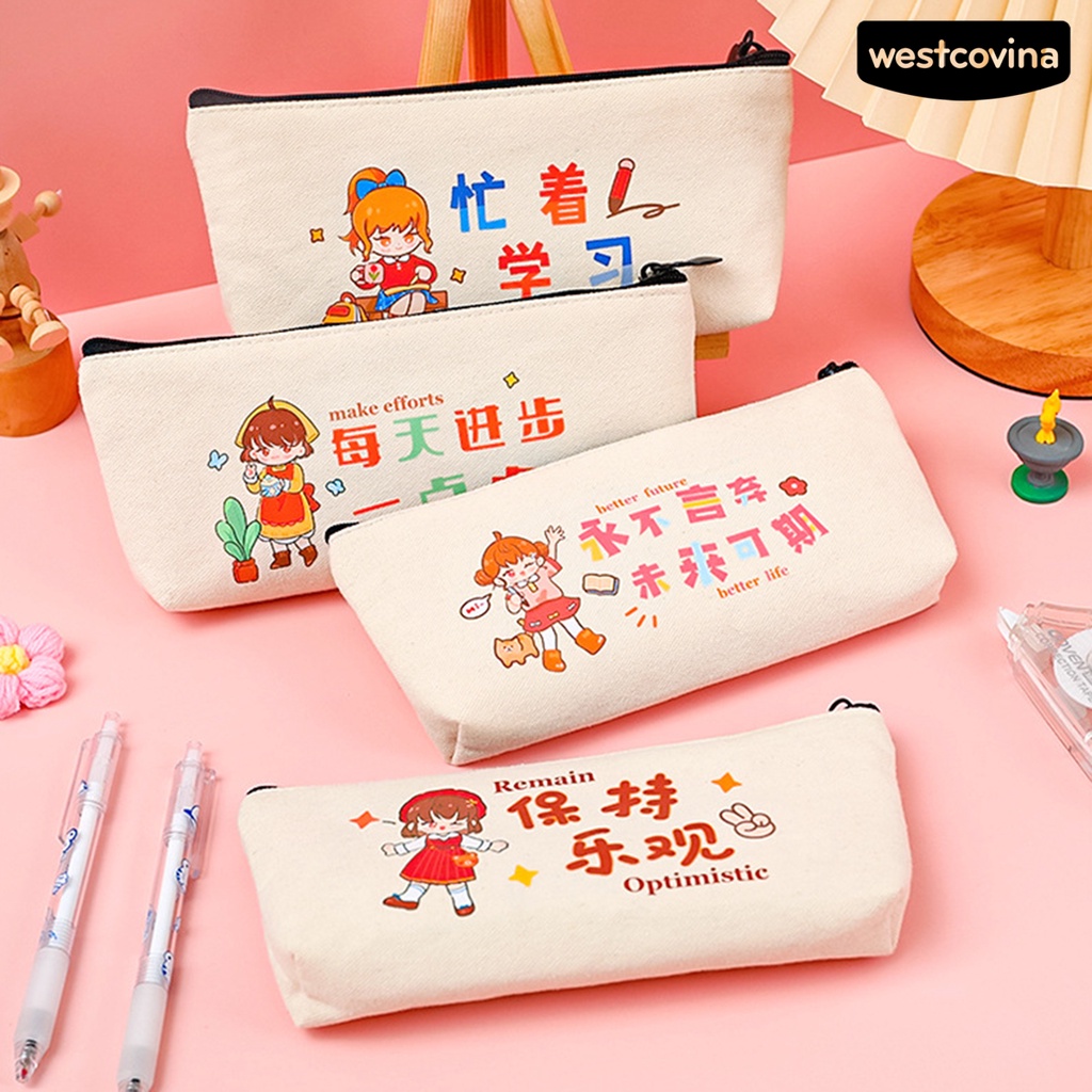 [WSTN]✎Túi Đựng Bút Có Khóa Kéo Họa Tiết Hoạt Hình Dễ Thương