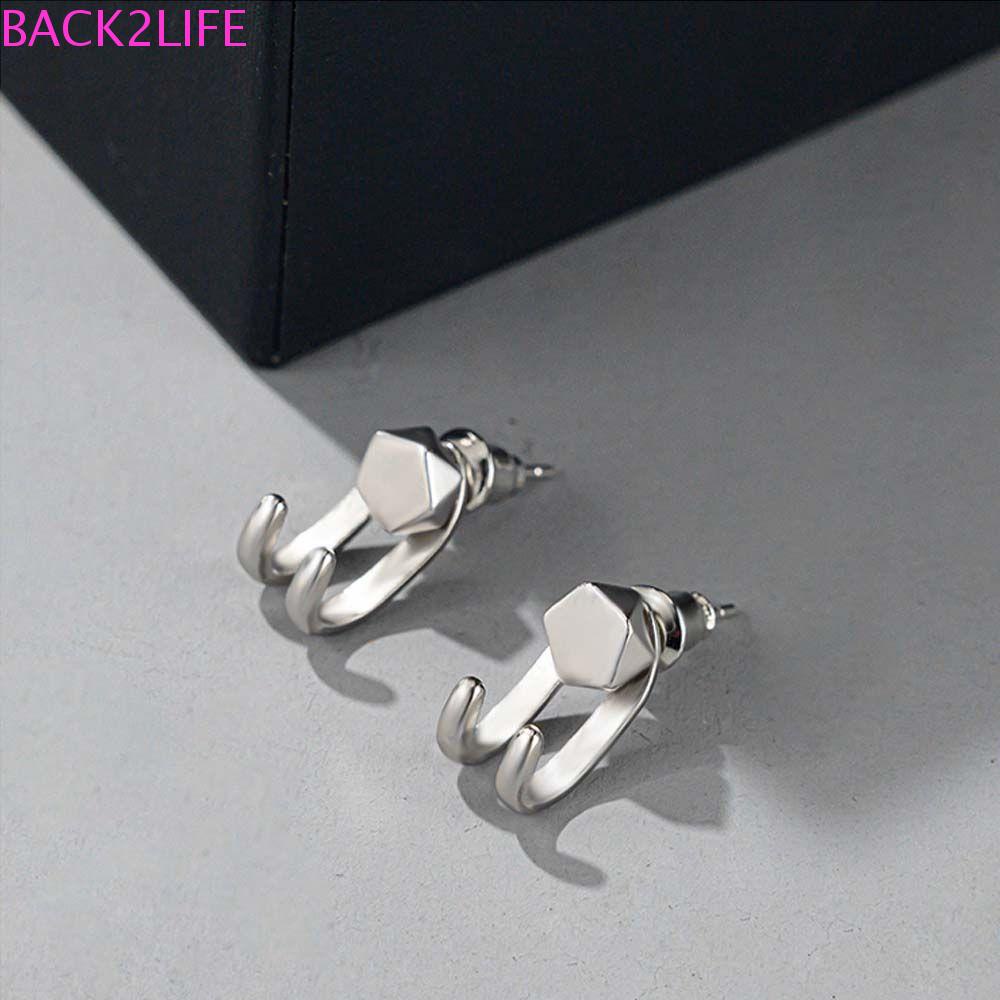 BACK2LIFE Bông Tai Hình Học Đơn Giản Phong Cách Hip Hop Punk Cho Nam