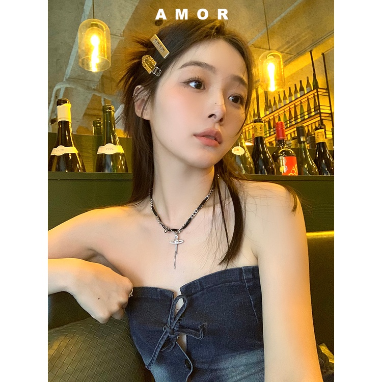 Vòng Cổ Tua Rua Hạt Gỗ Y2K Sang Trọng Ngọt Ngào Cho Nữ