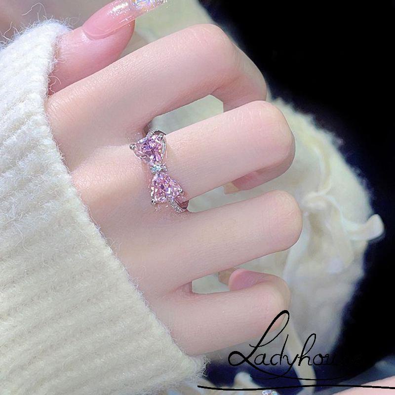 Nhẫn Đính Đá Hình Nơ Có Thể Điều Chỉnh Kích Thước Dành Cho Nữ