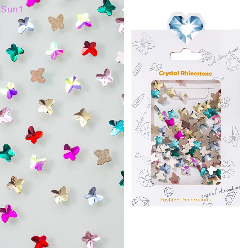 Set 1 &gt; 100 Hạt Cườm Kính 3D Hình Bướm Dùng Để Trang Trí Móng Nghệ Thuật DIY
