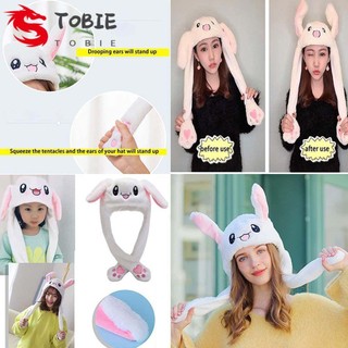 Mũ trùm đầu tai thỏ chuyển động chống gió đáng yêu tích hợp khăn choàng cổ nhiều màu sắc cho nữ