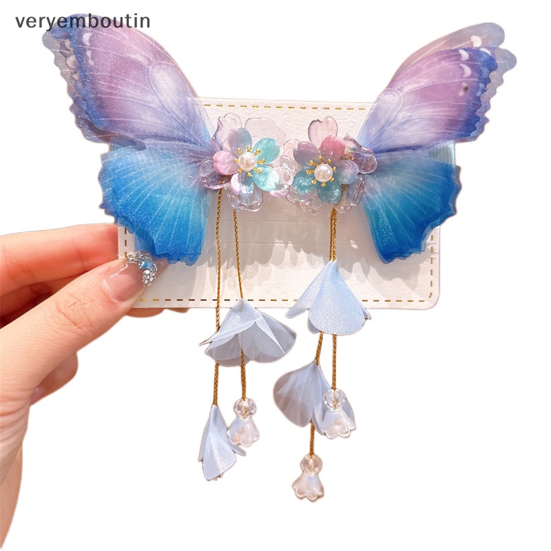 Set 2 Kẹp Tóc Hình Bướm Phong Cách Trung Hoa Cổ Điển Dành Cho Các Bé