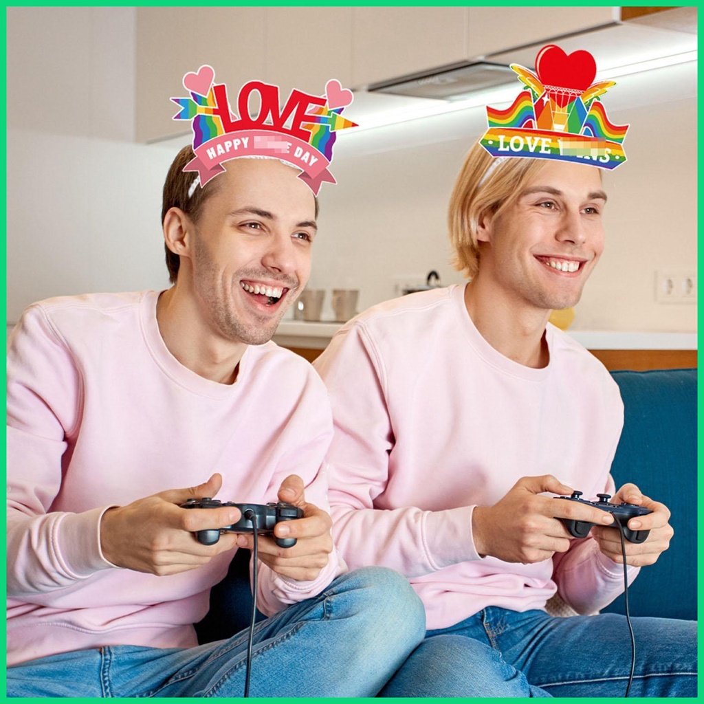 Set 6 Băng Đô Cài Tóc Hình Trái Tim Màu Sắc Cầu Vồng LGBTQ Cho Nam Và Nữ